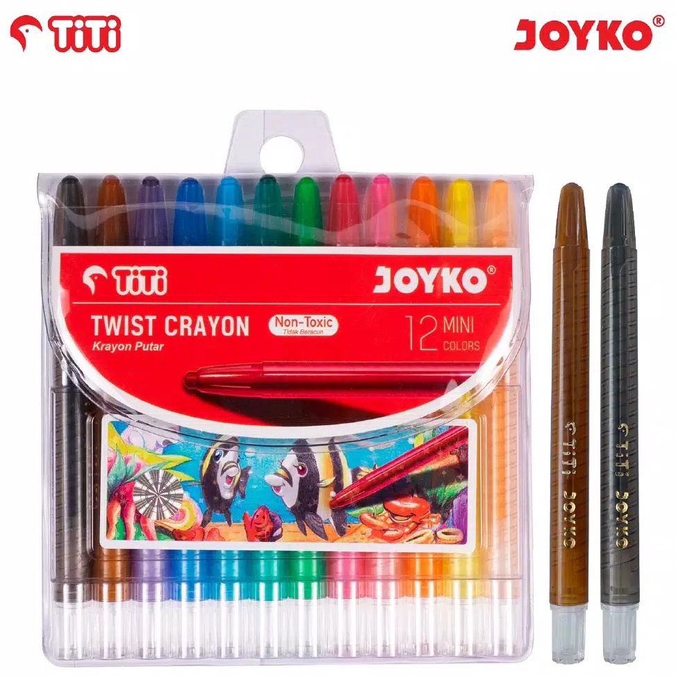 

QWRO9 TWIST CRAYON PUTAR JOYKO TITI TI-CP-12 MINI 12 WARNA TI CP 12 MINI PASTEL KRAYON TIDAK BERACUN TWCR 69