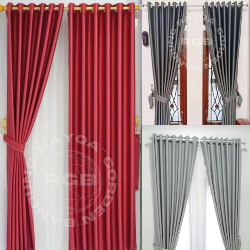 Gorden jendela pendek blackout polos