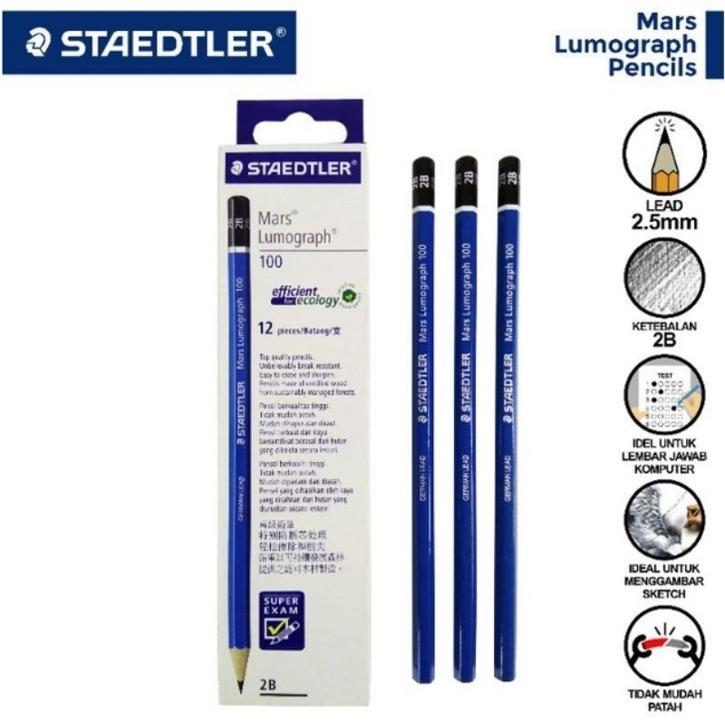 

Pensil Kayu 2B Staedtler Mars Lumograph (12 pcs)