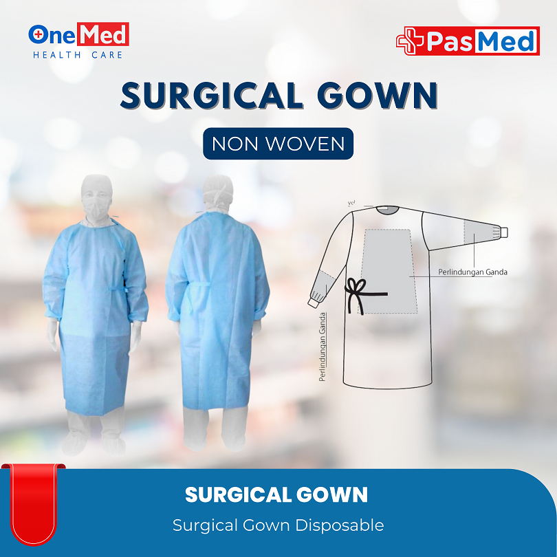 Surgical Gown SMS Non Woven Steril Onemed ukuran XL