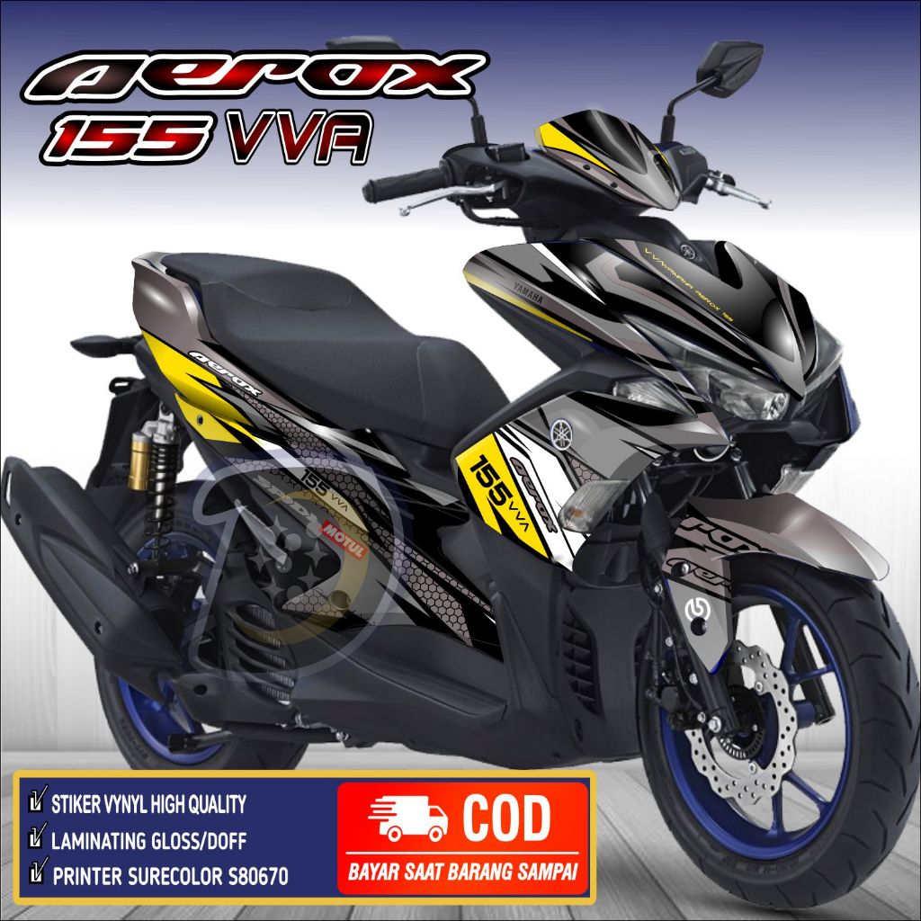 Decal Aerox 155 VVA Lama Striping AEROX 155 Lama Stiker Aerox 155 Old Blue Black