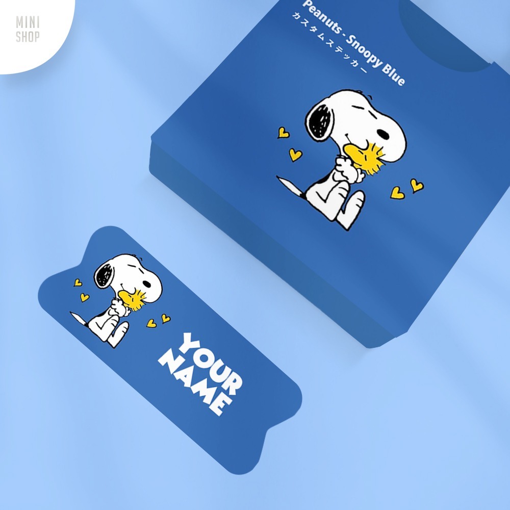 

Stiker Nama Custom Waterproof Peanuts Snoopy Blue