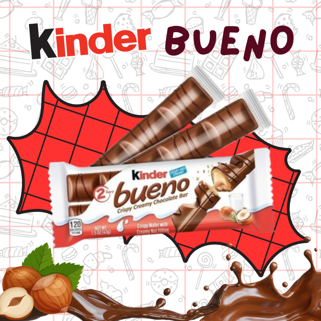 

Kinder Bueno Wafer berlapis Cream chocolate 43G 5 pcs camilan Import cokelat Susu Food Snacks Biskuit Cemilan Makanan