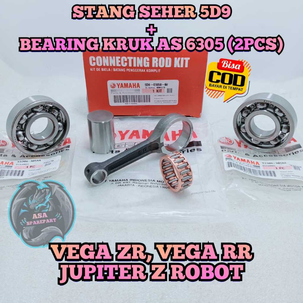 Stang Seher Set Bearing 5D9 Motor Yamaha Vega ZR , Vega RR , Jupiter Z New Robot Setang Piston Satu 