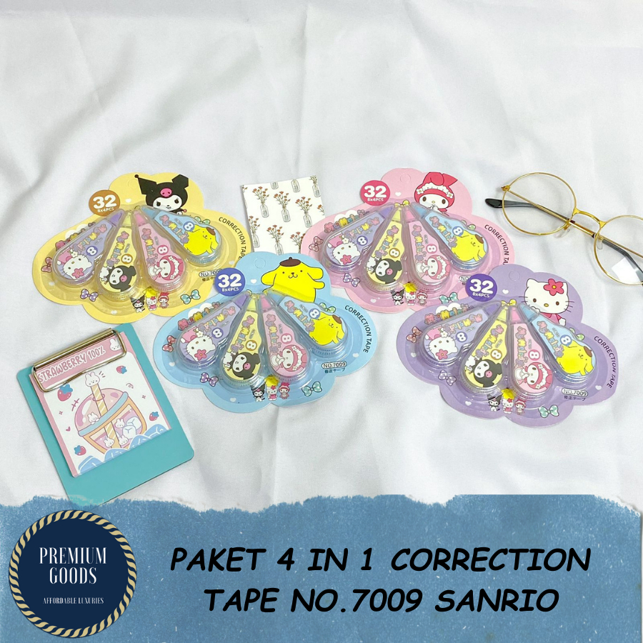 

NO.7009 PAKET 4 IN 1 CORRECTION TAPE SANRIO SET ALAT TULIS TERMURAH 4 VARIAN TI PE X MERCHANDISE LUCU UNIK ALAT TULIS SEKOLAH KANTOR TERMURAH BISA COD DAN GROSIRAN