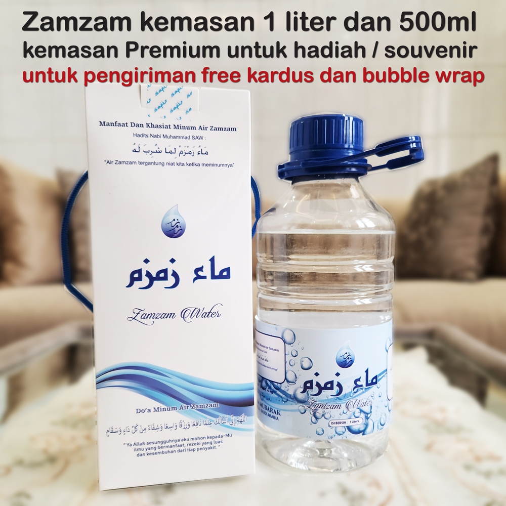 

Air Zamzam 1 liter Zam Zam Asli kemasan Premium Hadiah Gift