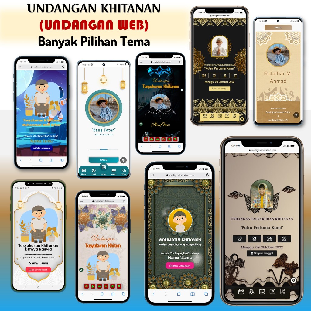 RB Undangan Khitanan / Khitan WEBSITE / Undangan Digital Khitanan WEBSITE - Tema Foto & Tanpa Foto