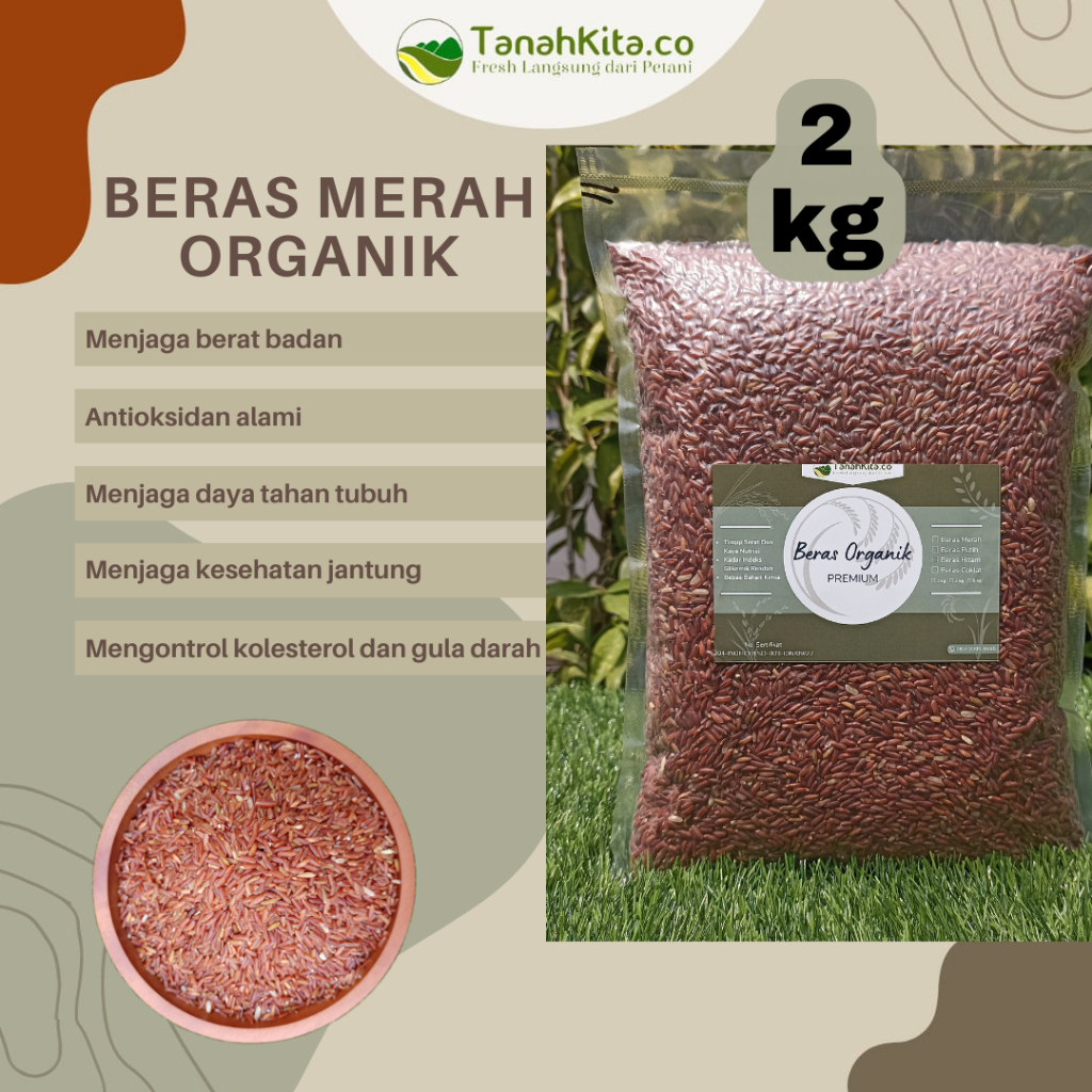 

Beras Merah Organik Premium Fresh langsung dari Petani | 2kg vacuum