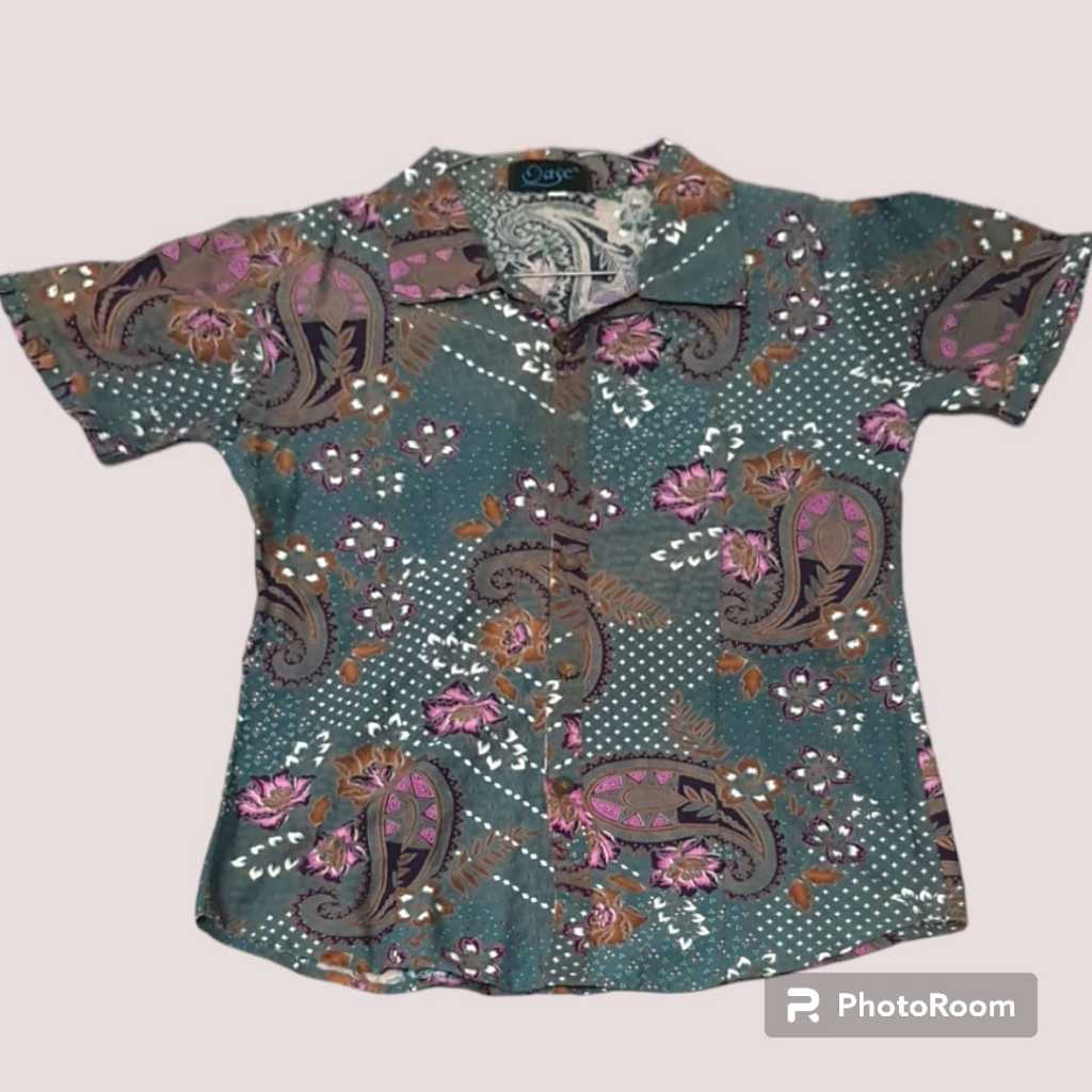 Kemeja Batik Wanita Warna Hijau Tosca