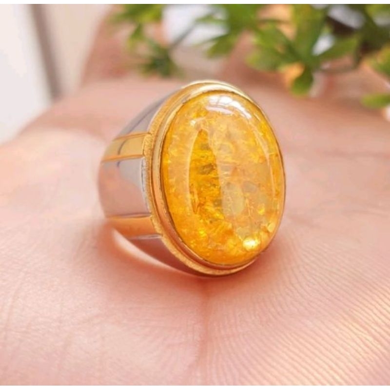 cincin batu akik yellow pecah seribu