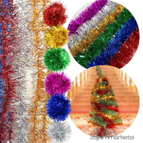 (Paling Murah) 10 PCS SLINGER NATAL / SLINGER DEKORASI NATAL / RUMBAI TINSEL NATAL / DEKORASI ULANG 