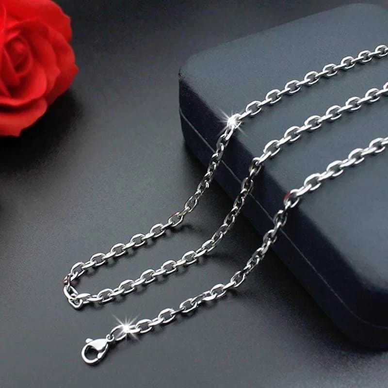 Kalung Pria Titanium Model Rantai Nori Silver Anti Karat