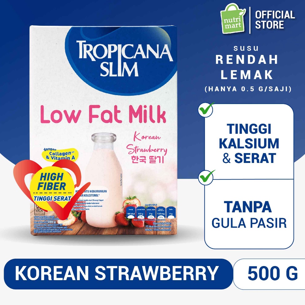 

72 Tropicana Slim Low Fat Milk Korean Strawberry 500 gram – Susu Diet dengan Kolagen Kirim Langsung ♪ヽ(