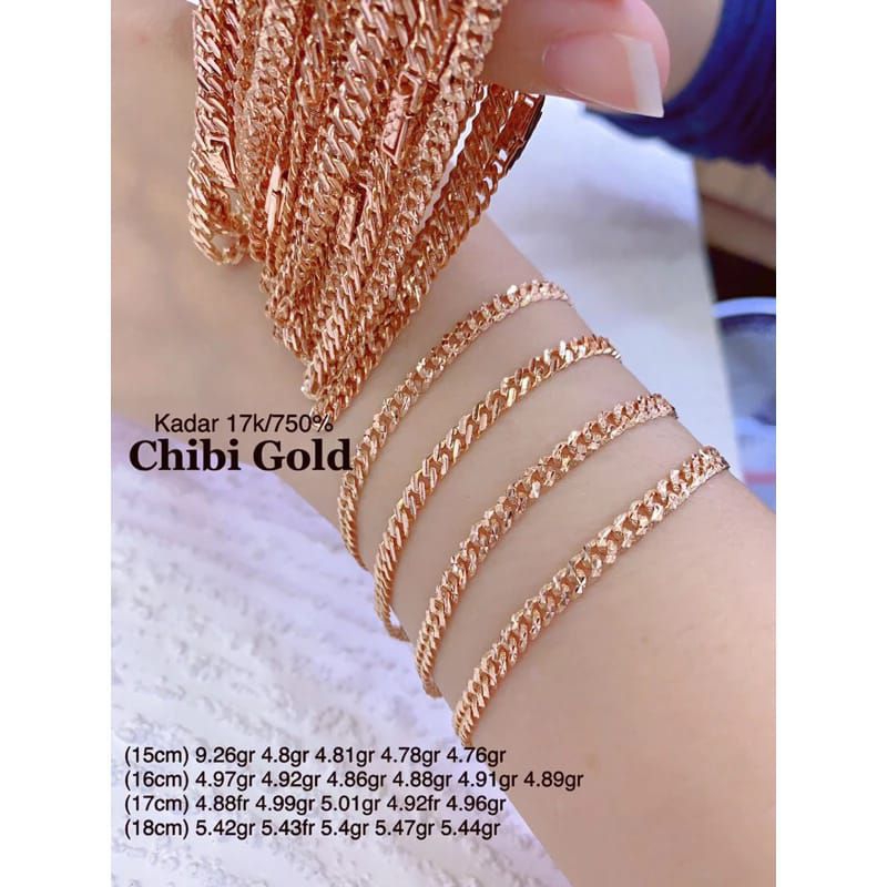 gelang sisik naga ukir emas 750 kadar 17k-chibigold
