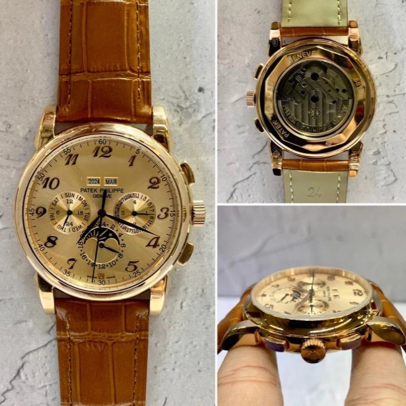 JAM TANGAN OTOMATIS PATEK PHILIPPE PRIA STRAP LEATHER DM 45MM