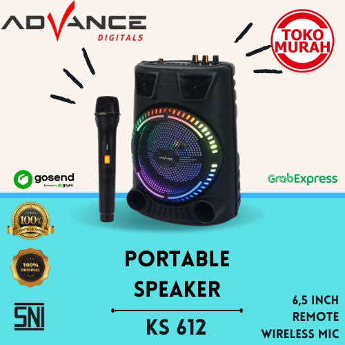 Portable Speaker Bluetooth ADVANCE KS 612 6,5 Inch Wireless Mic & Remote