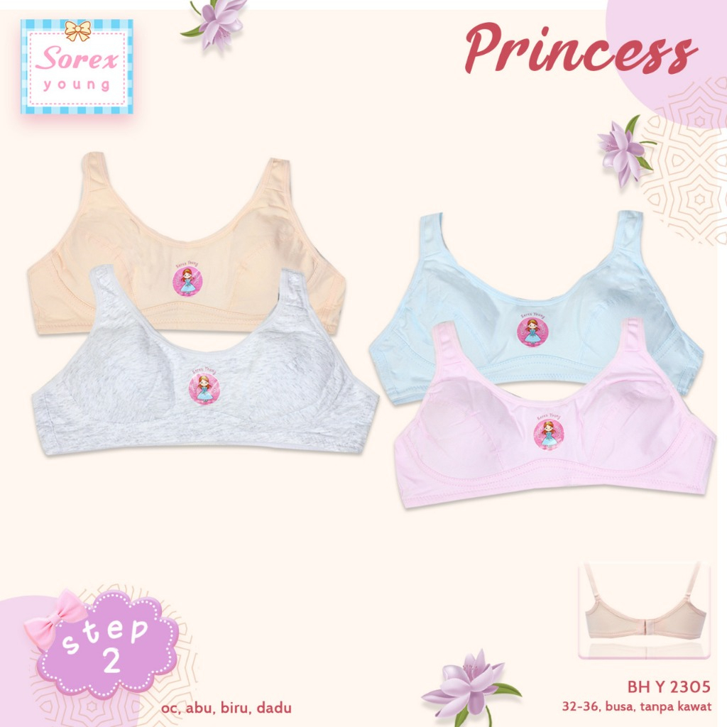 Sorex Young Bra Remaja BH Y 2305 | Miniset Anak Princess Step 2 | Miniset Busa Tipis Tanpa Kawat