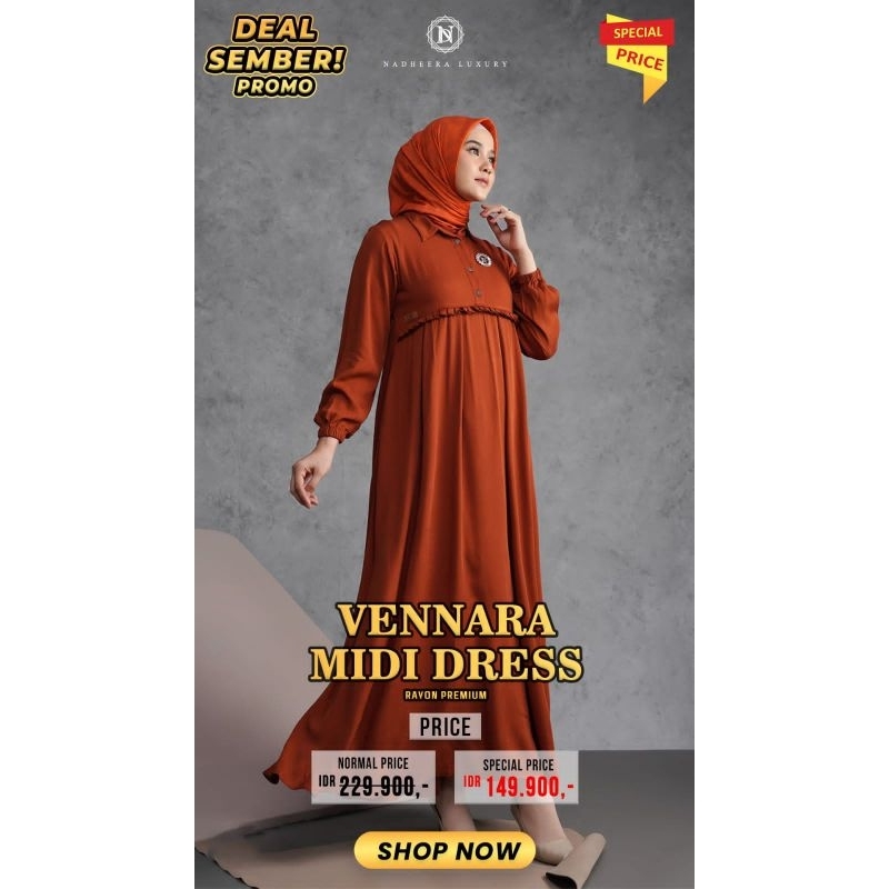 PROMO NADHEERA LUXURY // GAMIS / MIDI / NADHHERRA VENNARA MIDI DRESS ORIGINAL NADHEERA LUXURY