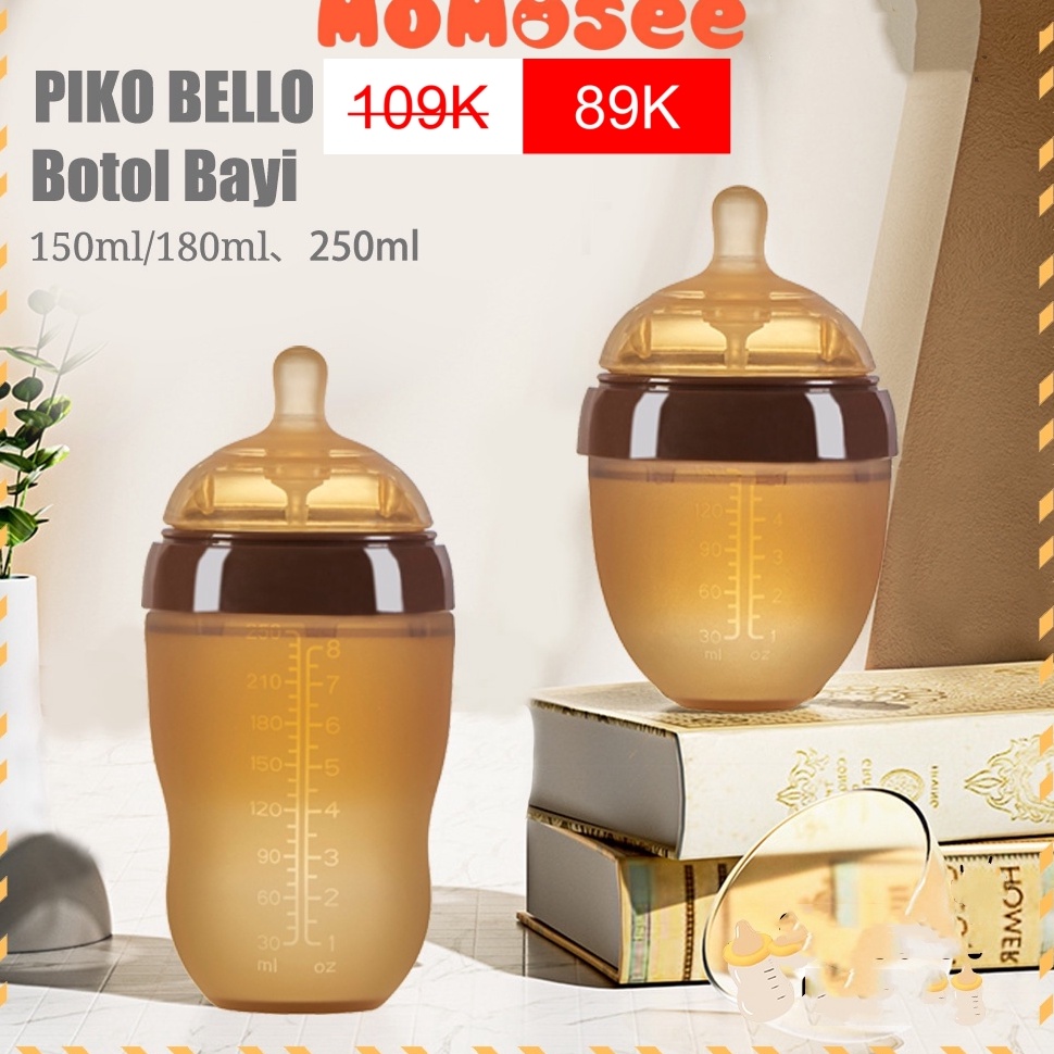 Sup33r Pr0mo Momosee Susu Bayi Piko Bello Anti Colic Dot Silicone Food Grade Anti Kolik Leher Lebar 
