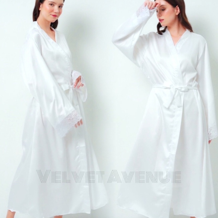 Laris VA-Kimono Bride Hijab Muslim Panjang Muslimah Satin Silk Kimono Outer Make Up Mandi Kimono Ter