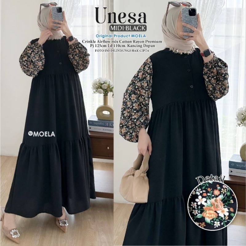 UNESA MIDI/DRESS MOELA/GAMIS TERBARU/DRESS/BAJU MUSLIM