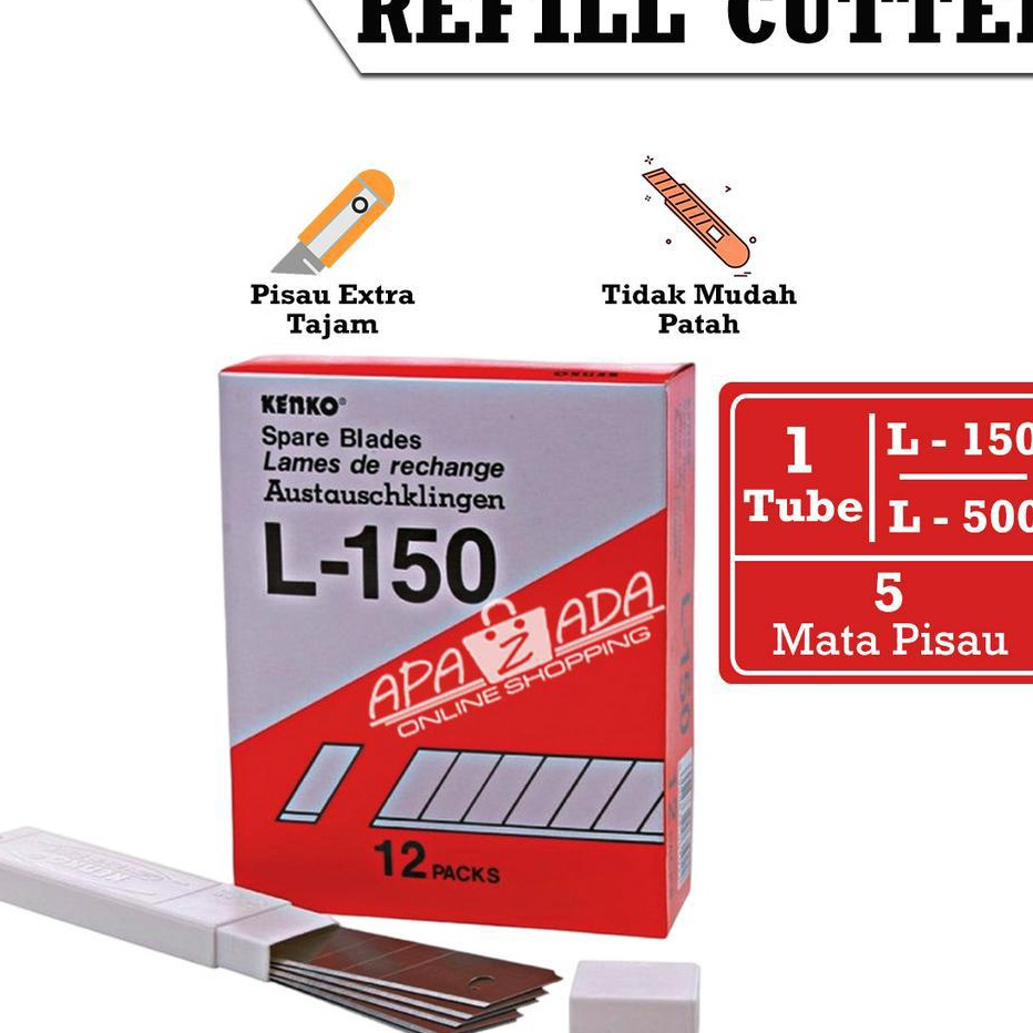 

Laris Apazada - Isi Ulang Pisau Cutter Besar Kenko L-150 [1 Tube - 5 Pcs Pisau] / Refill Cutter Besar Readystock