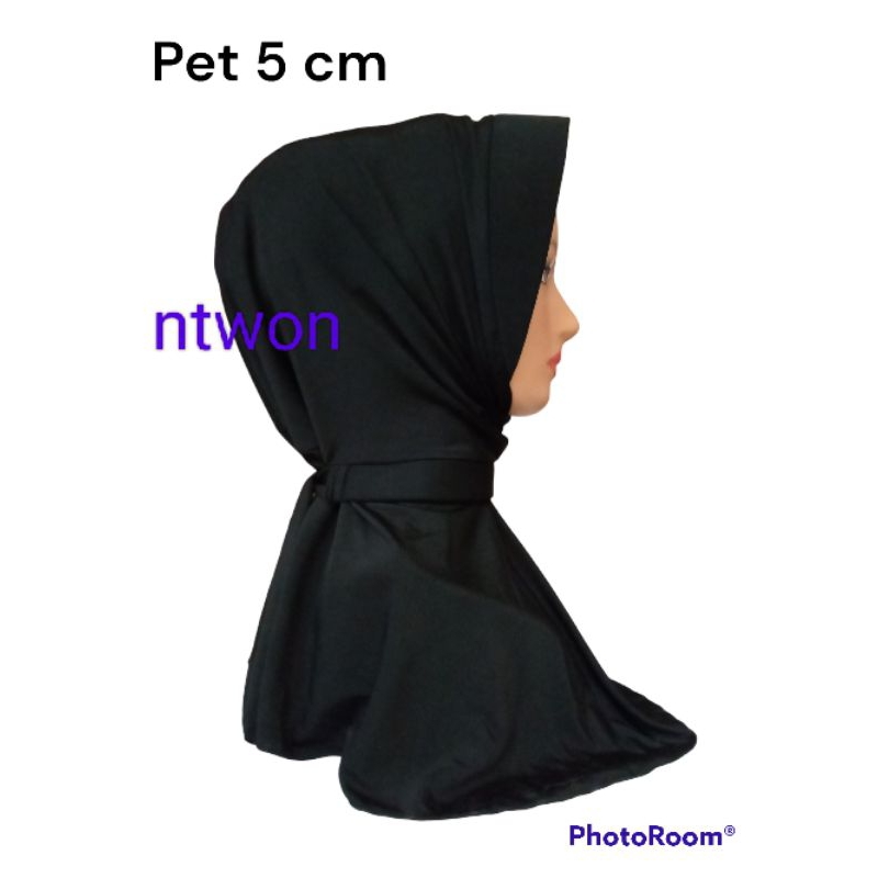 Jilbab Hitam Pet Pendek 5 Cm Pet Kecil Limited Edition