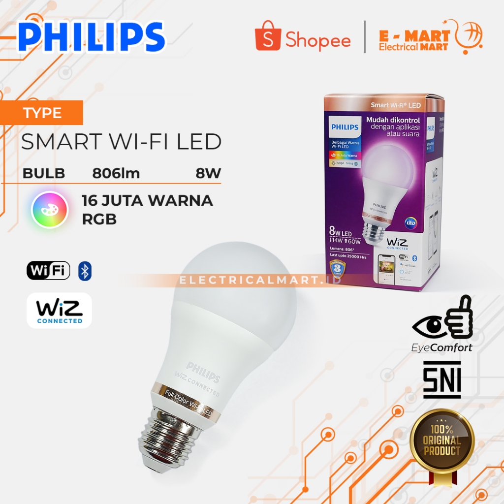 PHILIPS LED Bulb Smart Wifi 8W RGB 8W & 13W Tunable White