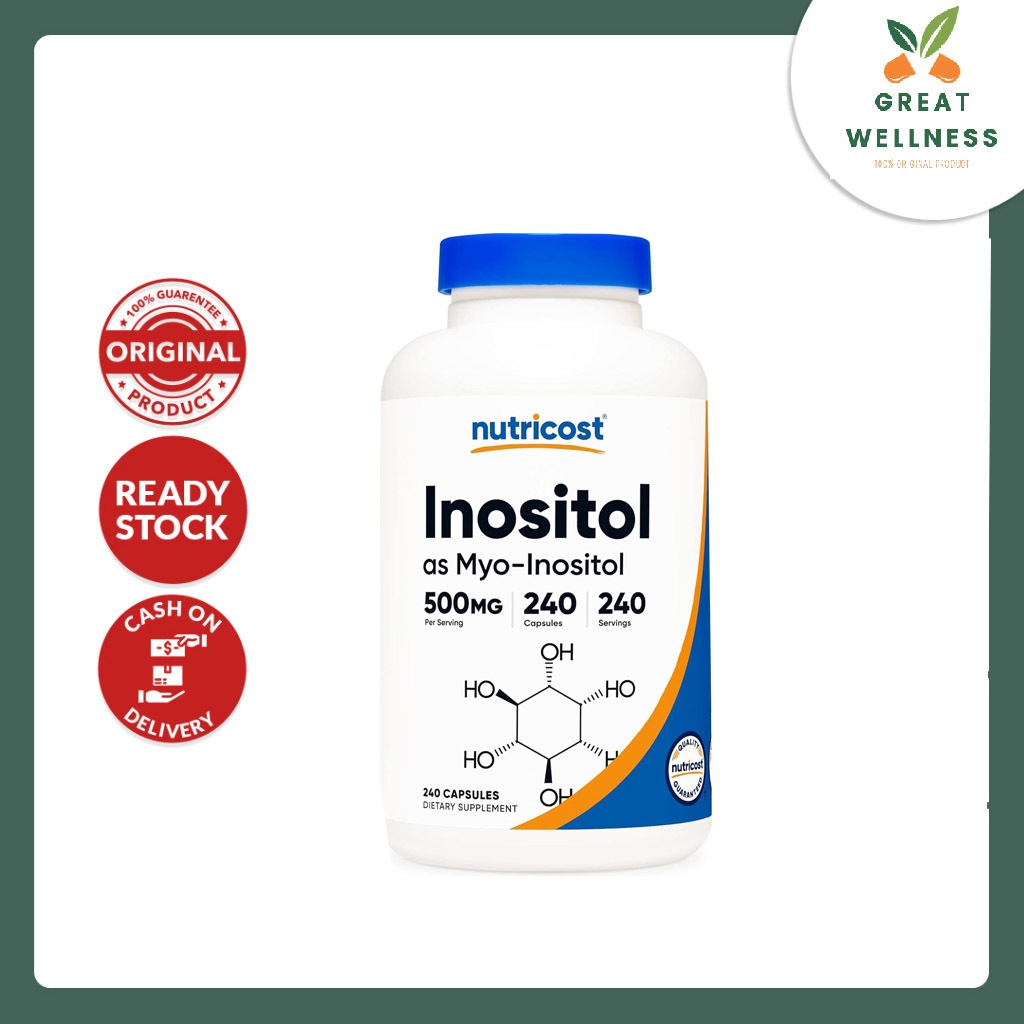 (DIJAMIN ASLI) Nutricost Inositol as Myo Inositol Capsules 500mg 240 Capsules