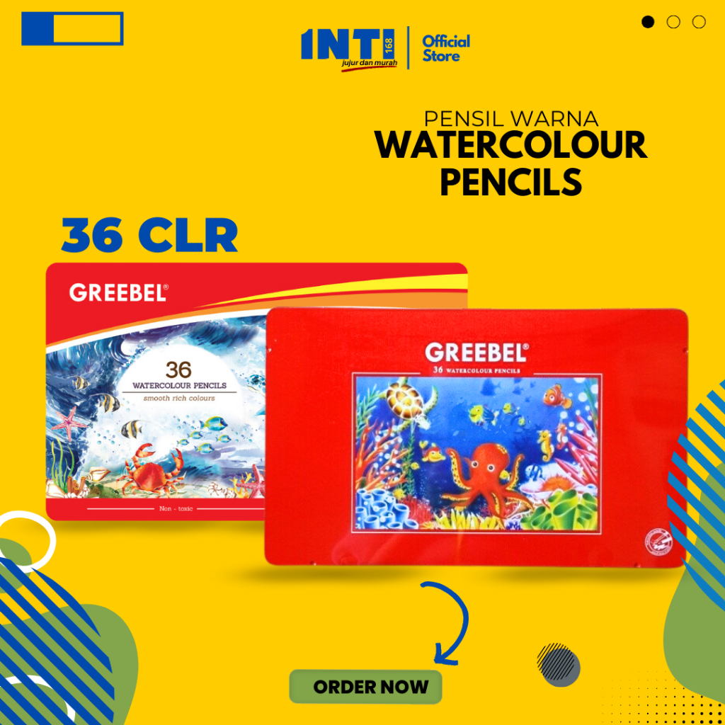 

Pensil Warna Water Color Tin Case Greebel 36 warna I Coloring Color Colour Pencils Cerah tidak beracun utk mewarnai anak