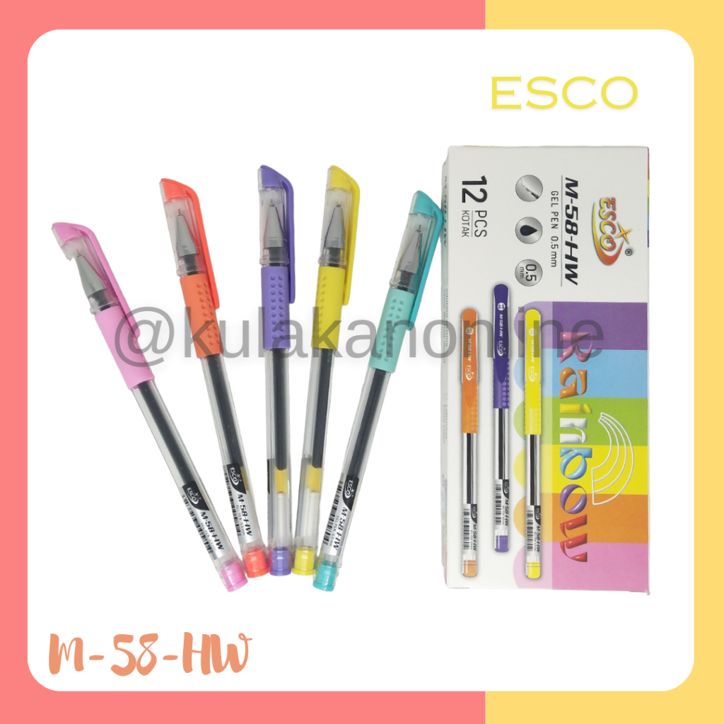 

Bolpoint Gel / Pulpen Gel Esco Hitam M-58-HW (1 Pak isi 12 pcs)