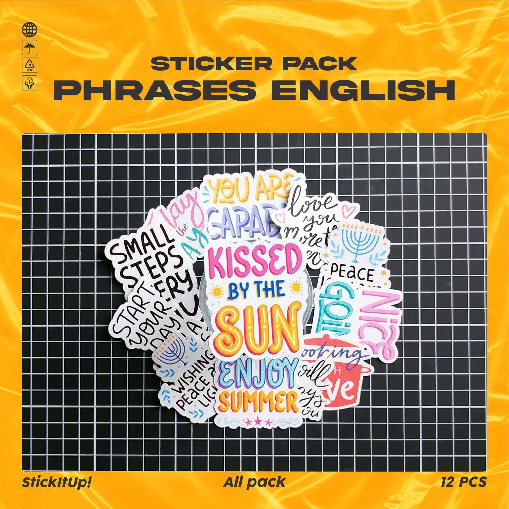 

COD✨ StickItUp Stiker Pack Phrases Bahasa Inggris Keren Untuk Koper Laptop Skateboard