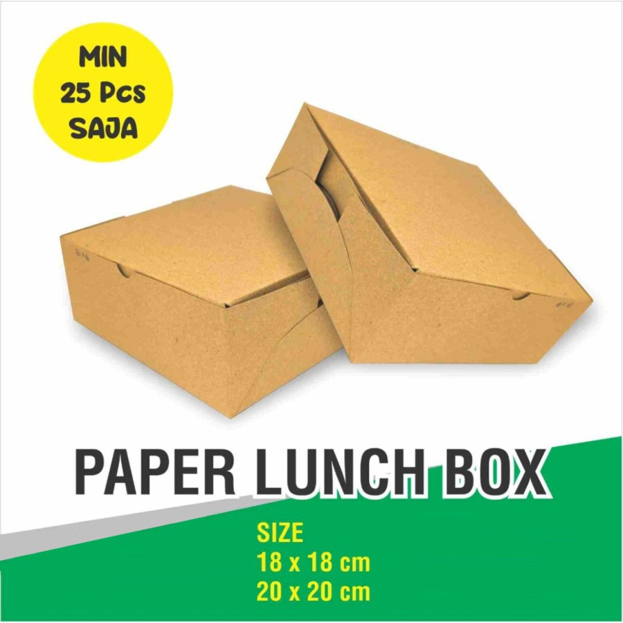 Kotak Nasi box 18x18 kraft box catering kekinian anti tumpah + mika