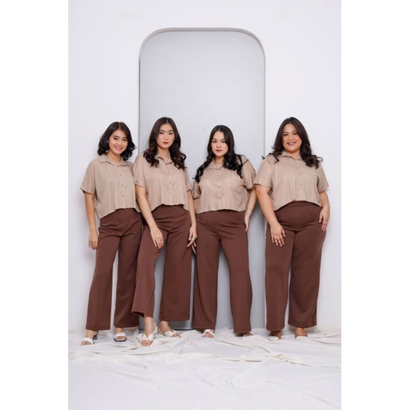 ATASAN KEMEJA VISCOSE CROP SHIRT WANITA