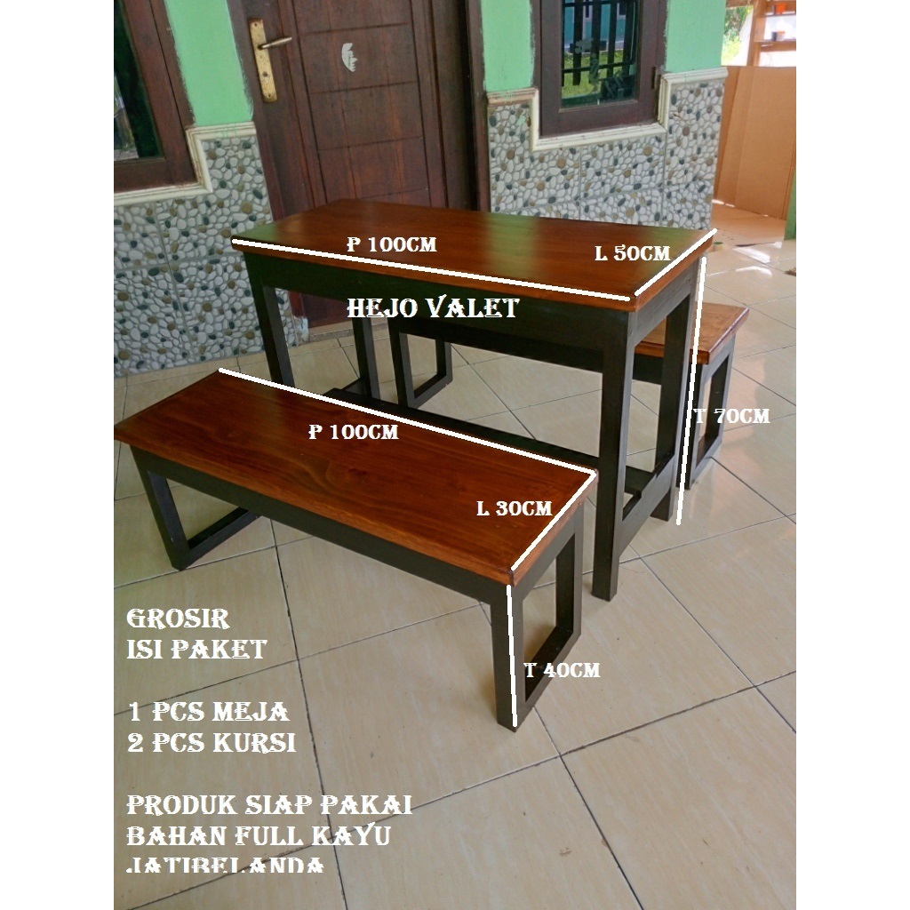 GROSIR SET meja cafe bahan full kayu jati belanda set meja makan kokoh dan tahan lama