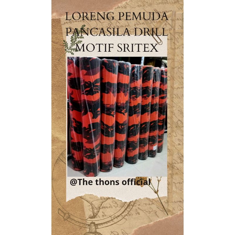 KAIN AMERICAN DRILL LORENG PEMUDA PANCASILA HARGA 1 METER