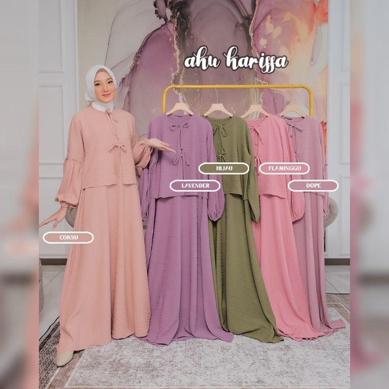 Arina Dress Gamis Ori Aku karissa  Ity Crepe Polos  Premium Terbaru