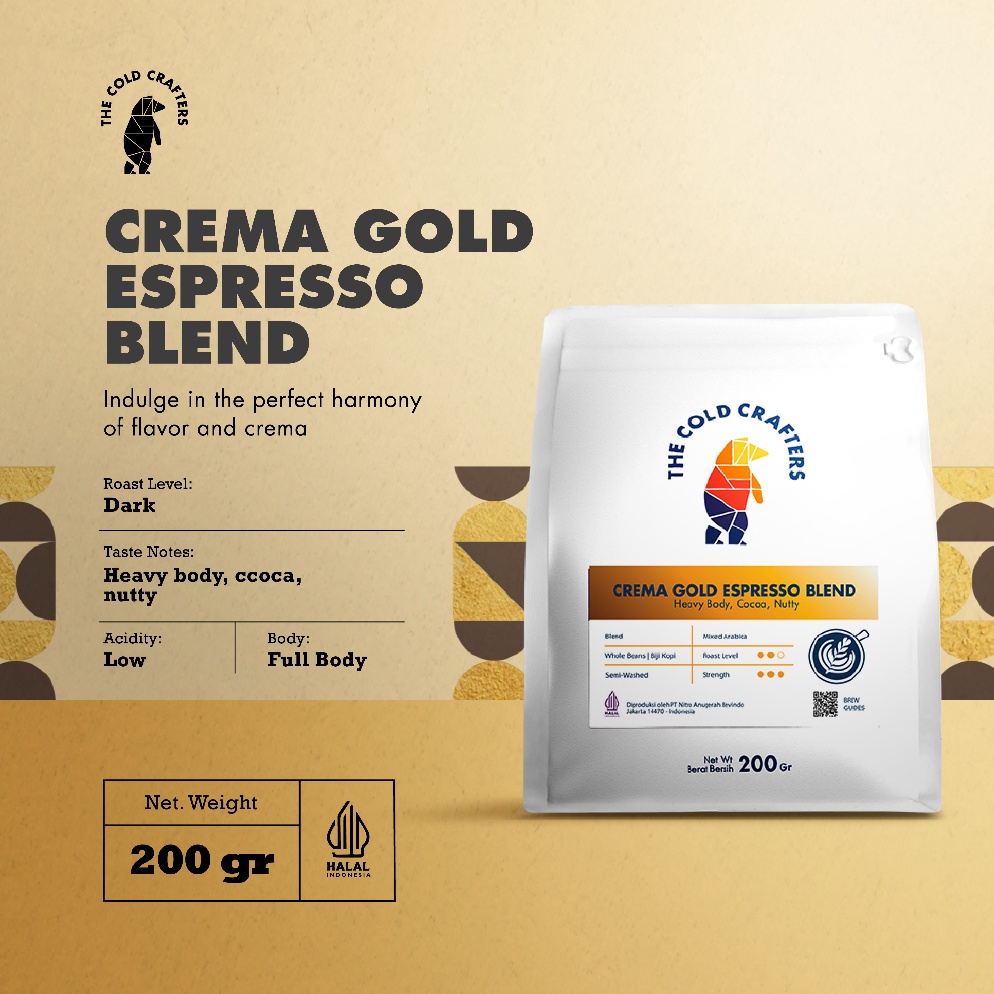 

[☠Q15(] Crema Gold Espresso Blend Arabica Mix Coffee Arabika Biji Kopi Bubuk [266]