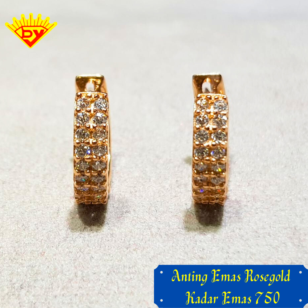 Anting Emas Rosegold 697 Kadar Emas 750
