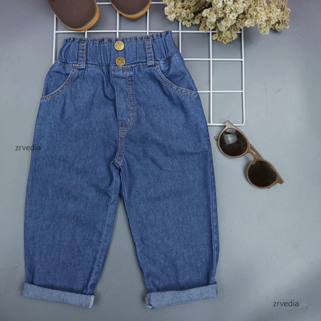 (1-5 Tahun) Zein Denim Highwaits Anak Laki / Celana Boyfriend Laki Perempuan Jeans Celana Panjang Ba