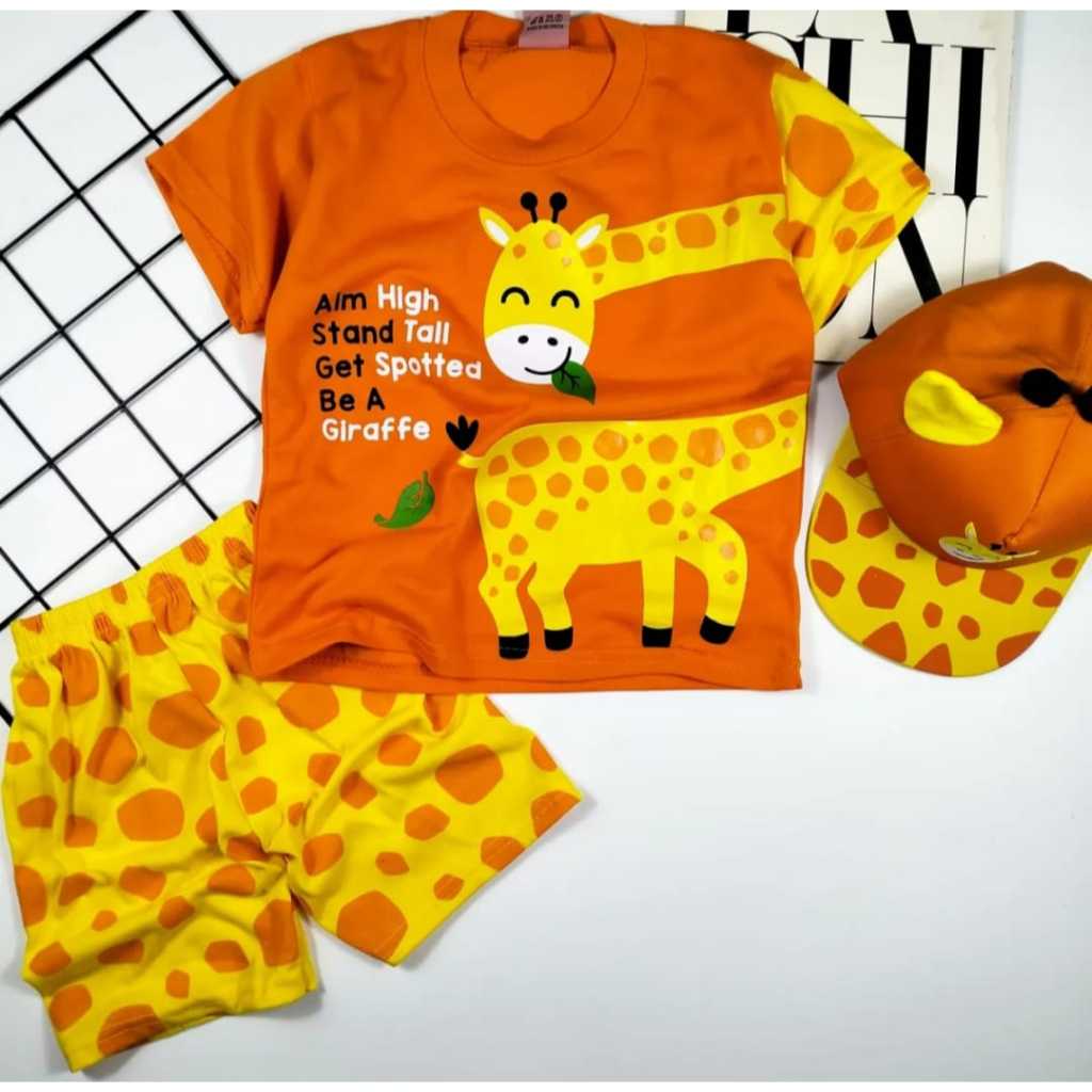Setelan baju anak laki-laki usia 1-10 tahun motif jerapah/Baju setelan anak laki-laki motif terbaru 