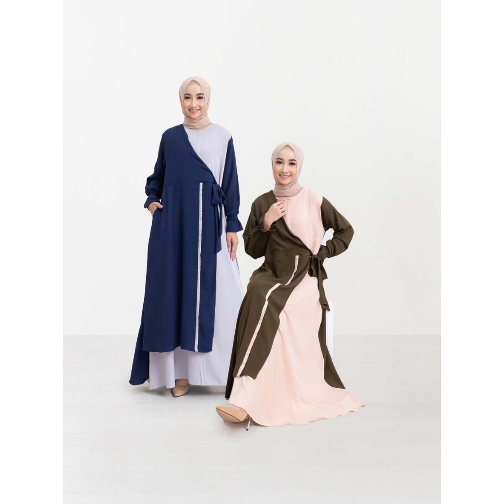 Azwa Maxi Amie Navy Fashion Muslim Gamis Wanita Casual Dress Dress Kondangan OOTD Midi Dress Terbaru Bisa COD Dress Muslimah