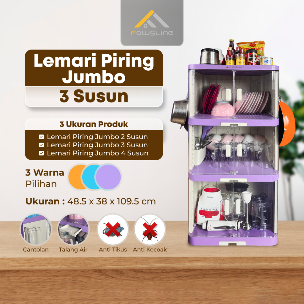 Rak piring plastik/Lemari piring plastik/Lemari dapur/Rak dapur/Rak piring 2susun/Rak piring 3susun/