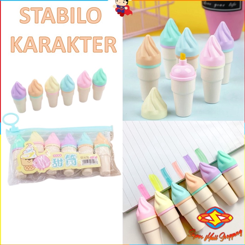 

Mur4h SMS HighLighter Es Krim Cone 1 Set 6 Pcs Pouch Highliter Es Krim Cone Stationery Lucu Unik Penanda Buku Warna Warni Kado Viral Termurah Discount