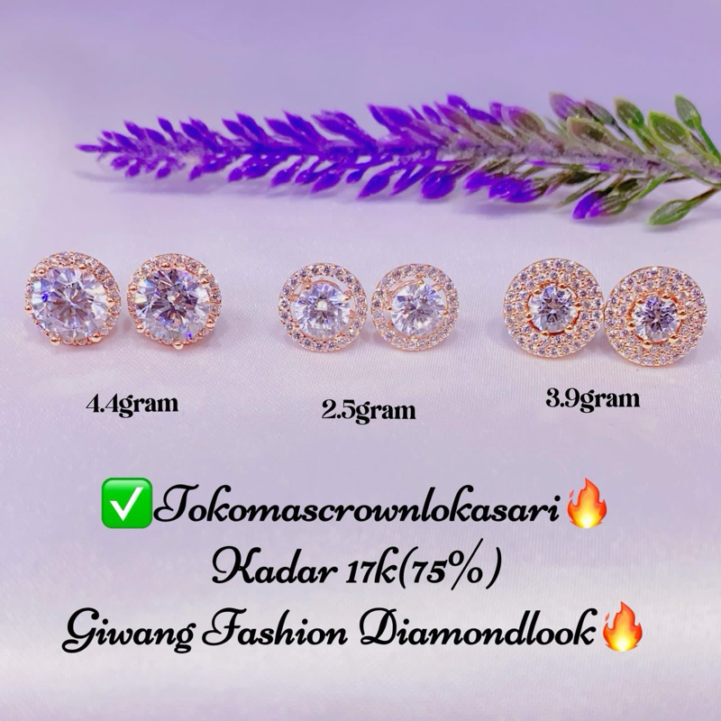 GIWANG FASHIO EMAS ASLI 17k ROSE GOLD 2.5gram