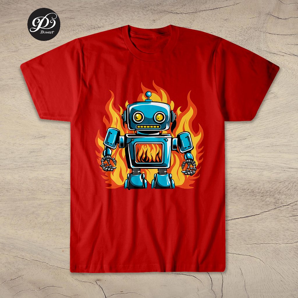 Kaos Premium Robot Api Graphic Vector Cool Keren
