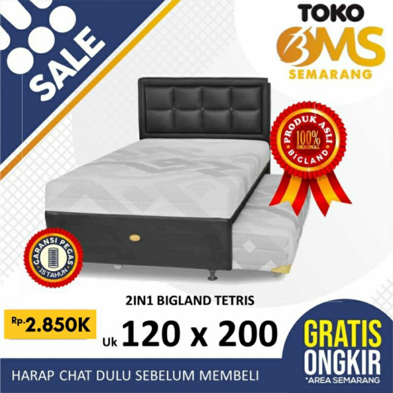 [PROMO] Twin 2in1 Sorong Bigland tetris ukuran 120x200  springbed atas bawah Toko Bms