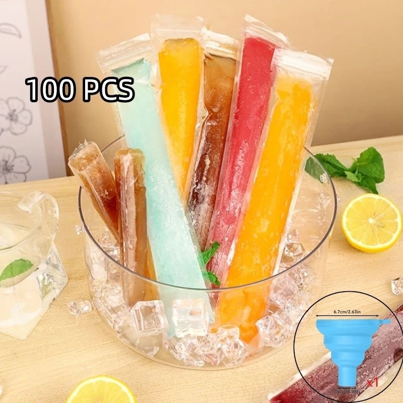 RB 100Buah plastik jelly korea GRATIS CORONG Plastik Es Mambo Plastik klip es lilin