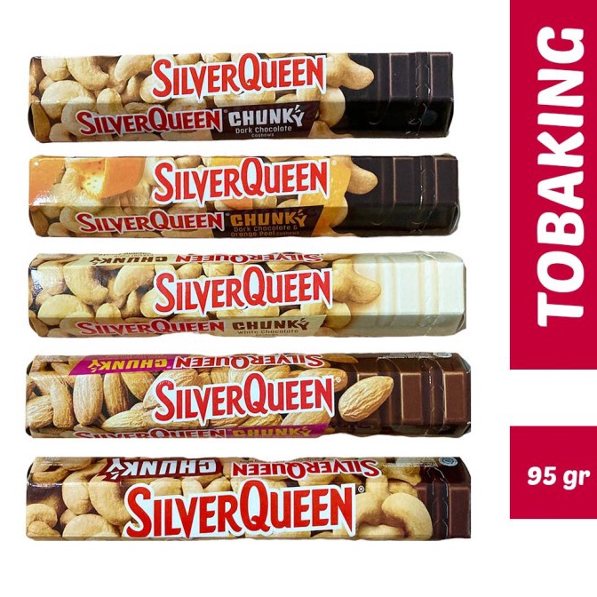 

[❇U13<] Silverqueen Chunky Bar 95 gr Silver Queen Dark White Cokelat Almond Promo Murah