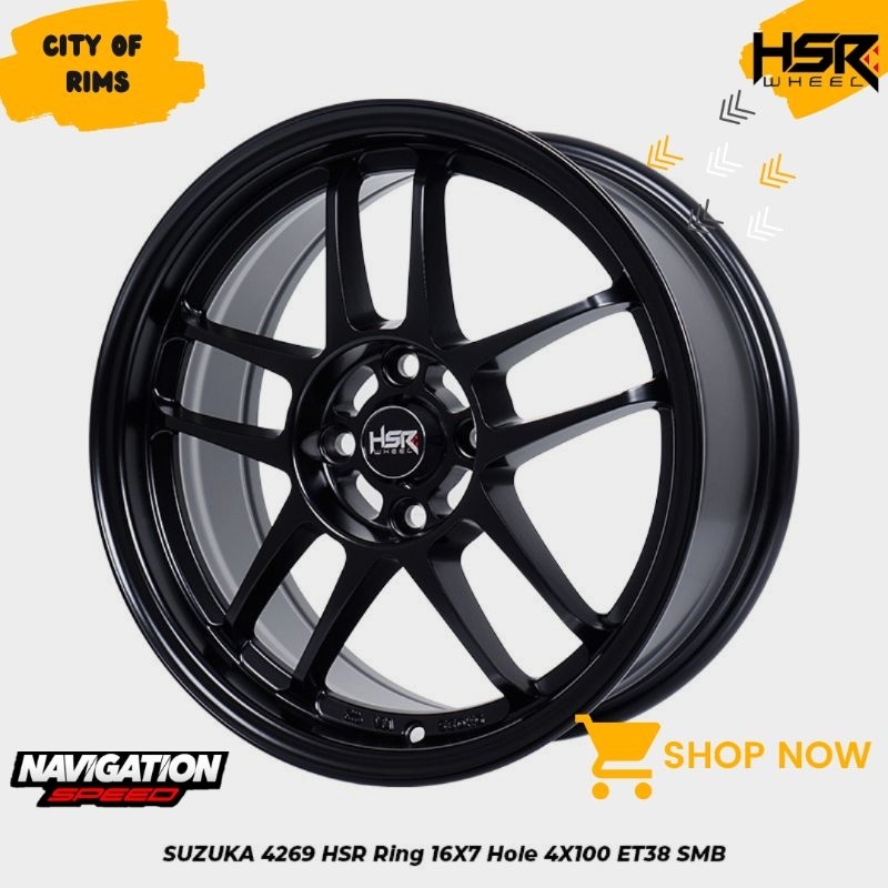 Velg Terbaru Mobil Sirion Swift Agya Model Hsr Suzuka Ring16x7 Lobang Baut4 Pcd 100 Warna Hitam Dop